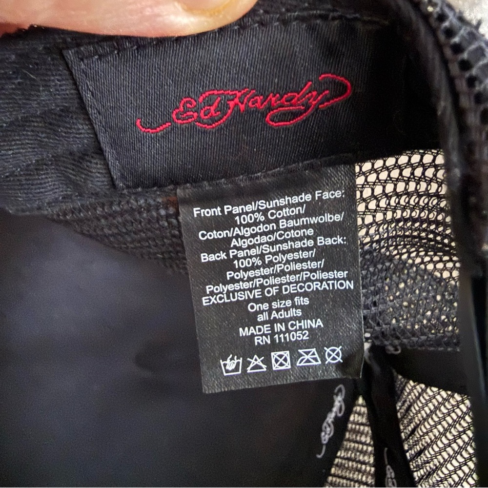 Ed Hardy Tiger Hat Trucker Baseball Cap Black Cream Pink Adjustable One‎ Size - Picture 8 of 8
